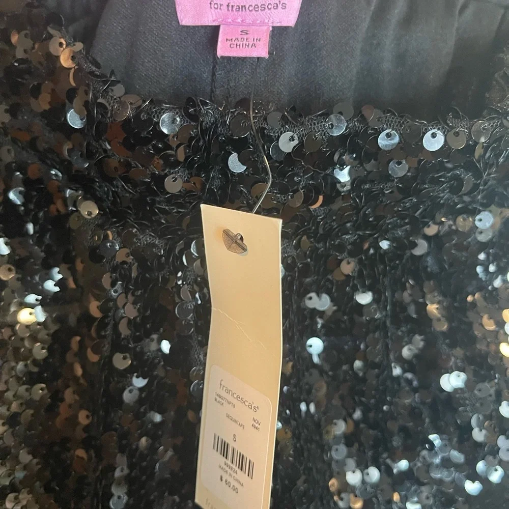 Francesca's Miami Collections Black Sequin pants size small new with tags - Picture 5 of 6